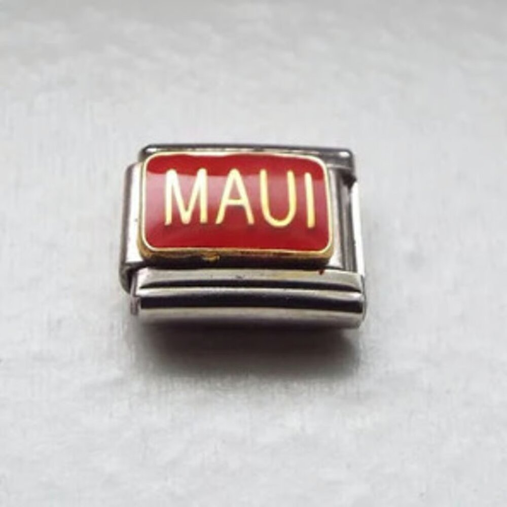 Maui on red enamel 9mm stainless steel italian charm bracelet link new